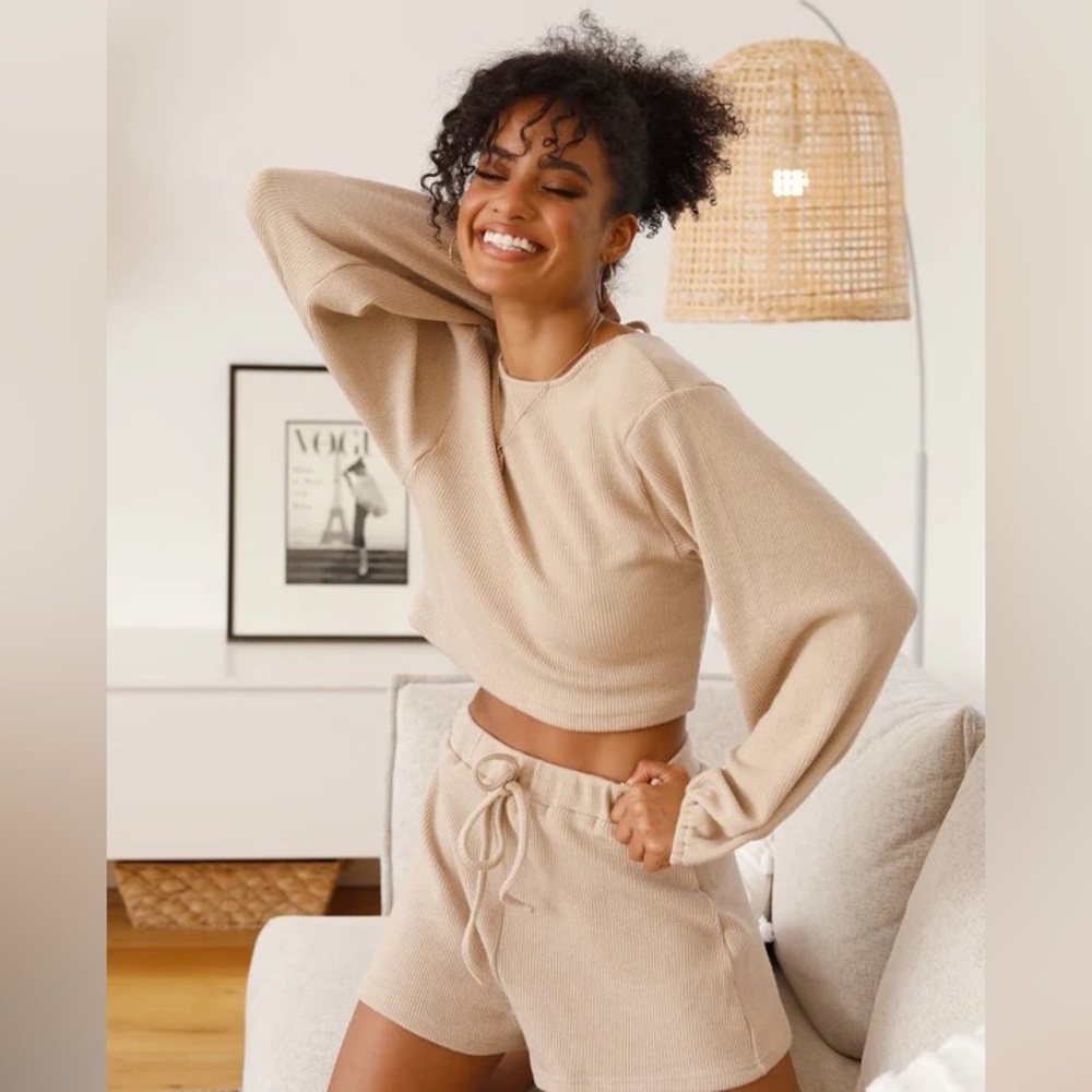 Beige rib set